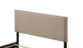 Sunvega Fully Upholstered Fabric Queen Bed with Nailhead Trim Accent and Wood Leg