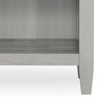Sunvega Fog Grey Solid Wood Bedside Table with Two Spacious Drawers