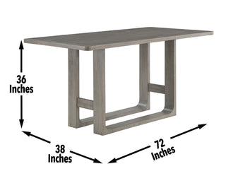 Sunvega 72-Inch Dark Gray Acacia Wood Counter Table with Burnished Aged Finish