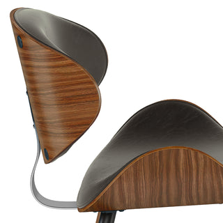 Sunvega Distressed Brown Vegan Faux Leather Upholstered Mid Century Modern Dining Chair