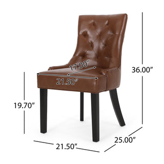 Sunvega Contemporary Upholstered Dining Chairs with Tufted Diamond Stitch and Wood Legs