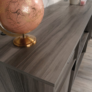 Sunvega Modern Dark Gray Wood Credenza with Ample Storage and Adjustable Shelves