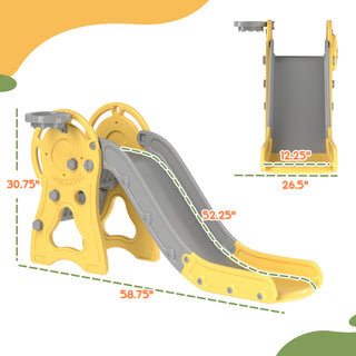 Sunvega 3-in-1 Indoor Slide with Basketball Hoop Climber and Duck Pattern for Toddlers