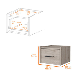Sunvega Wall-Mounted Nightstand with Sleek Single Drawer and Spacious Top Shelf