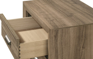 Sunvega Contemporary Light Brown Wood Nightstand with Two Storage Drawers
