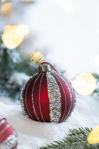 Sunvega Glass Glitter Painted Christmas Ball Ornaments Set of 12 for Holiday Decor