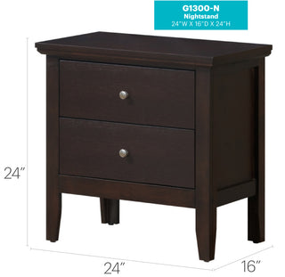 Sunvega Espresso Nightstand with Storage Drawers for Bedroom Décor