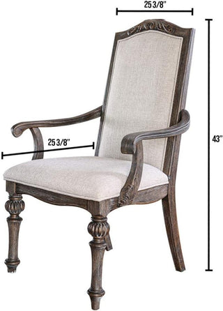 Sunvega Rustic Natural Tone Ivory Finish 2pc Arm Chair with Upholstered Seat