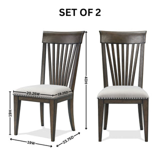 Sunvega Nailhead Trim Upholstered Dining Chairs with Slat-Back Design and Tapered Legs, Set of 2
