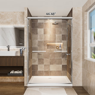 Sunvega 56-60" W x 72" H Matte Black Aluminum Frame Double Sliding Shower Door