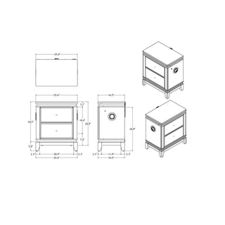 Sunvega White Nightstand with Cooler Bluetooth Speaker and LED Lighting