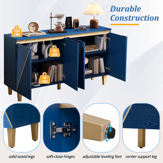 Sunvega 60 Inch Retro Buffet Cabinet with Dimensional Effect Doors and Adjustable Shelves