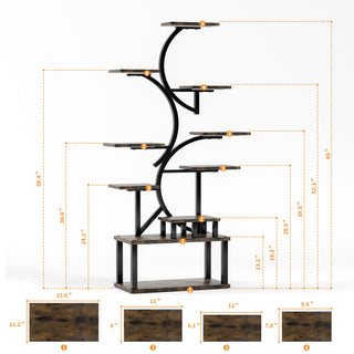 Sunvega 68.5 Inch Tall 10 Tier Plant Stand with 5 Grow Lights for Indoor Plants