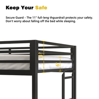 Sunvega Sturdy Twin Loft Bed with Desk and Closet Rod for Bedroom Space Saving