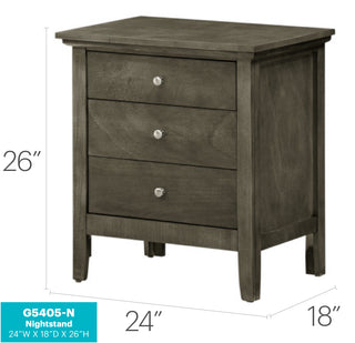 Sunvega Contemporary Gray Nightstand with Three Drawers for Modern Living