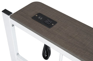 Sunvega Contemporary White Metal Queen Size Bed With Underbed Storage and USB Outlet