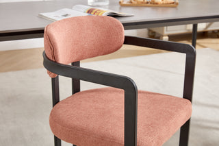 Sunvega Modern Mid-Century Upholstered Boucle Dining Chairs Set of 2 with Black Metal Legs