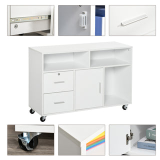 Sunvega Mobile Office Printer Stand with Locking Drawer and Storage Cabinet on Wheels