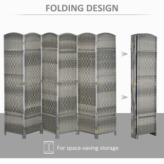Sunvega 6 Panel Folding Privacy Screen with Hand-Woven Style for Home Office