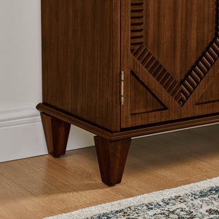 Sunvega Mid Century Modern Sideboard Buffet Cabinet with Spacious Storage and Geometric Accent