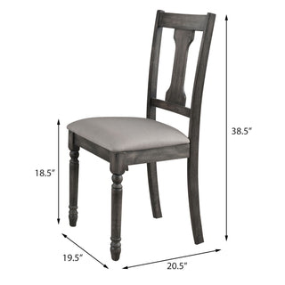 Sunvega Weathered Grey Open Back Side Chairs with Tan Linen Upholstered Seat Cushion