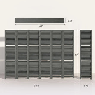 Sunvega 6 Panel Folding Privacy Screen with Removable Shelves and Hinged Design