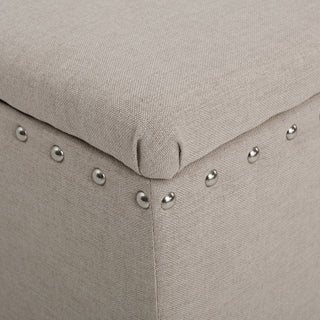 Sunvega Dark Brown Birch Legs Storage Ottoman with Light Assembly Required