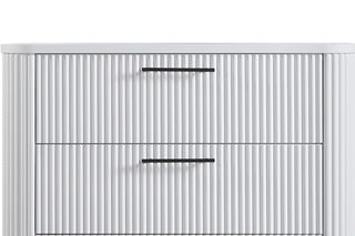 Sunvega White 4 Drawer Chest with Reeded Fronts and Metal Accent Base