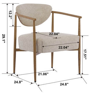 Sunvega Beige PU Leather Soft and Comfortable Chair with Metal Frame for Living Room