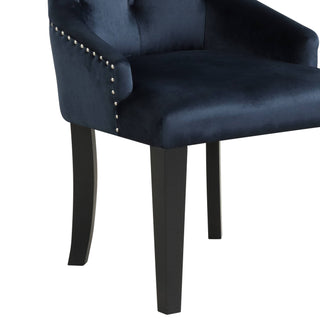 Sunvega Blue Fabric Upholstered Dining Chair with Antique Platinum Finish