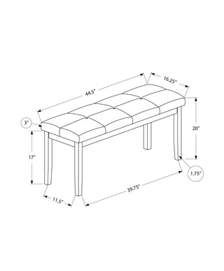 Sunvega 44" Rectangular Upholstered Bench with Cream Fabric and Grey Solid Wood Frame