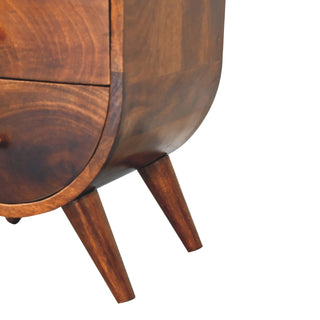Sunvega Solid Mango Wood Split Bedside with 2 Drawers and Open Slot