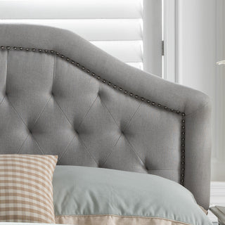 Sunvega Queen Size Upholstered Headboard with Tufted Diamond Stitch and Nailhead Trim