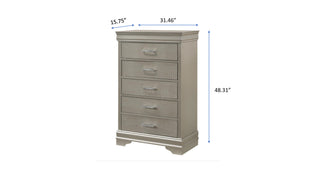 Sunvega Modern Glam Champagne Finish Crystal Diamond Tufted Crocodile Texture Nightstand