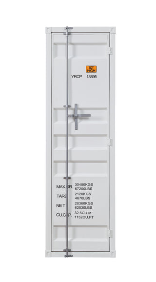 Sunvega Industrial White Cargo Wardrobe with Hanging Rod and Secure Lock