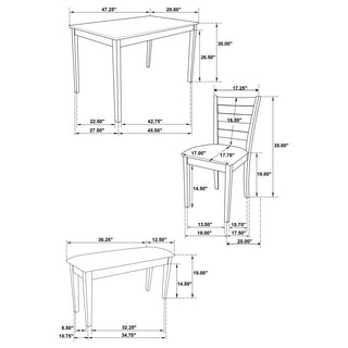 Sunvega Cappuccino Rectangular Dining Table Set with Three Chairs and Bench