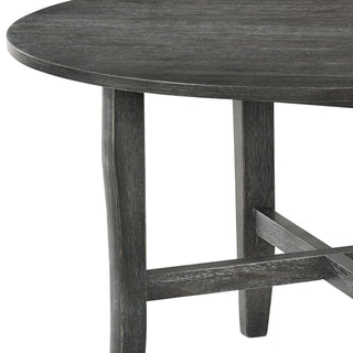 Sunvega Rustic Gray Finish Round Dining Table with Wooden Tapered Legs