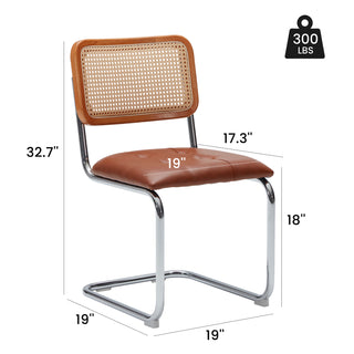 Sunvega Mid-Century Modern Dining Chairs Set of 2 with Mesh Backrest and PU Leather Seat