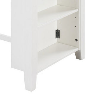 Sunvega Modern White Small Dining Table with Shelves and USB Port