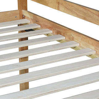 Sunvega Twin over Twin Solid Wooden Bunk Bed with Ladder and Strengthened Slats