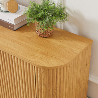 Sunvega Modern Wavy TV Stand Rounded Corner Cabinet for Living Room Storage
