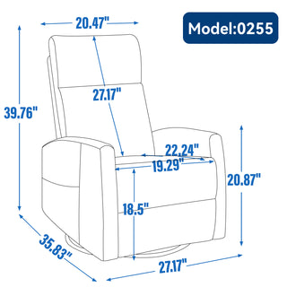 Sunvega Fabric Swivel Rocker Recliner Chair with Massage and Lumbar Heat for Living Room