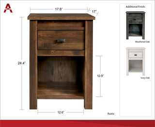 Sunvega Farmington Rustic Nightstand with Ample Storage for Bedroom