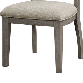 Sunvega Set of Two Gray Ladder Back Side Dining Chairs with Beige Cushioned Seat