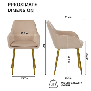 Sunvega Modern Velvet Dining Chairs with Gold Metal Legs for Kitchen and Dining Room