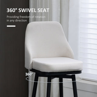 Sunvega 360 Swivel Bar Stools Set of 2 with Upholstered Cream White Seat and Footrest