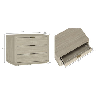 Sunvega Modern Charcoal Gray Nightstand with 3 Full Extension Drawers
