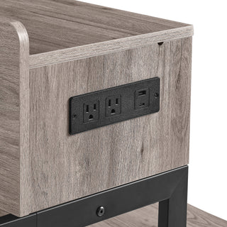 Sunvega 59 Inch Sofa Table with Power Outlet LED Light and 3 Saddle Stools