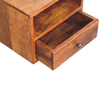 Sunvega Wall Mounted Nightstand with Drawer and Open Slot in Chestnut Brown