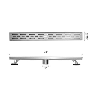 Sunvega 28 Inches Linear Shower Drain with Hair Strainer and Leveling Feet